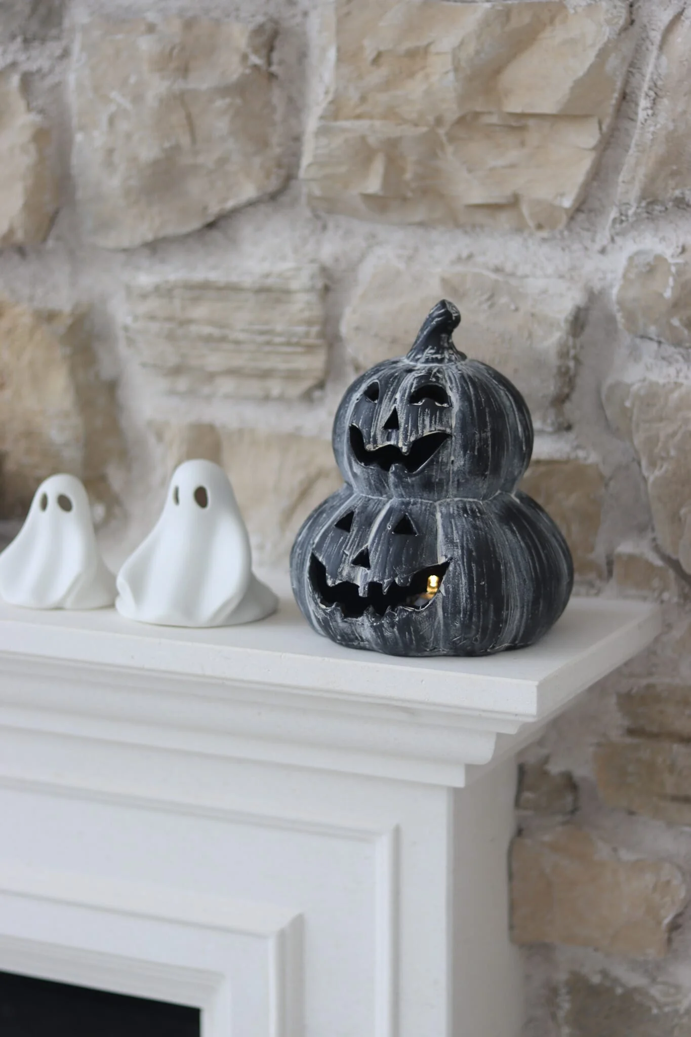 Stacked Terracotta Jack O Lantern – Black - Image 4