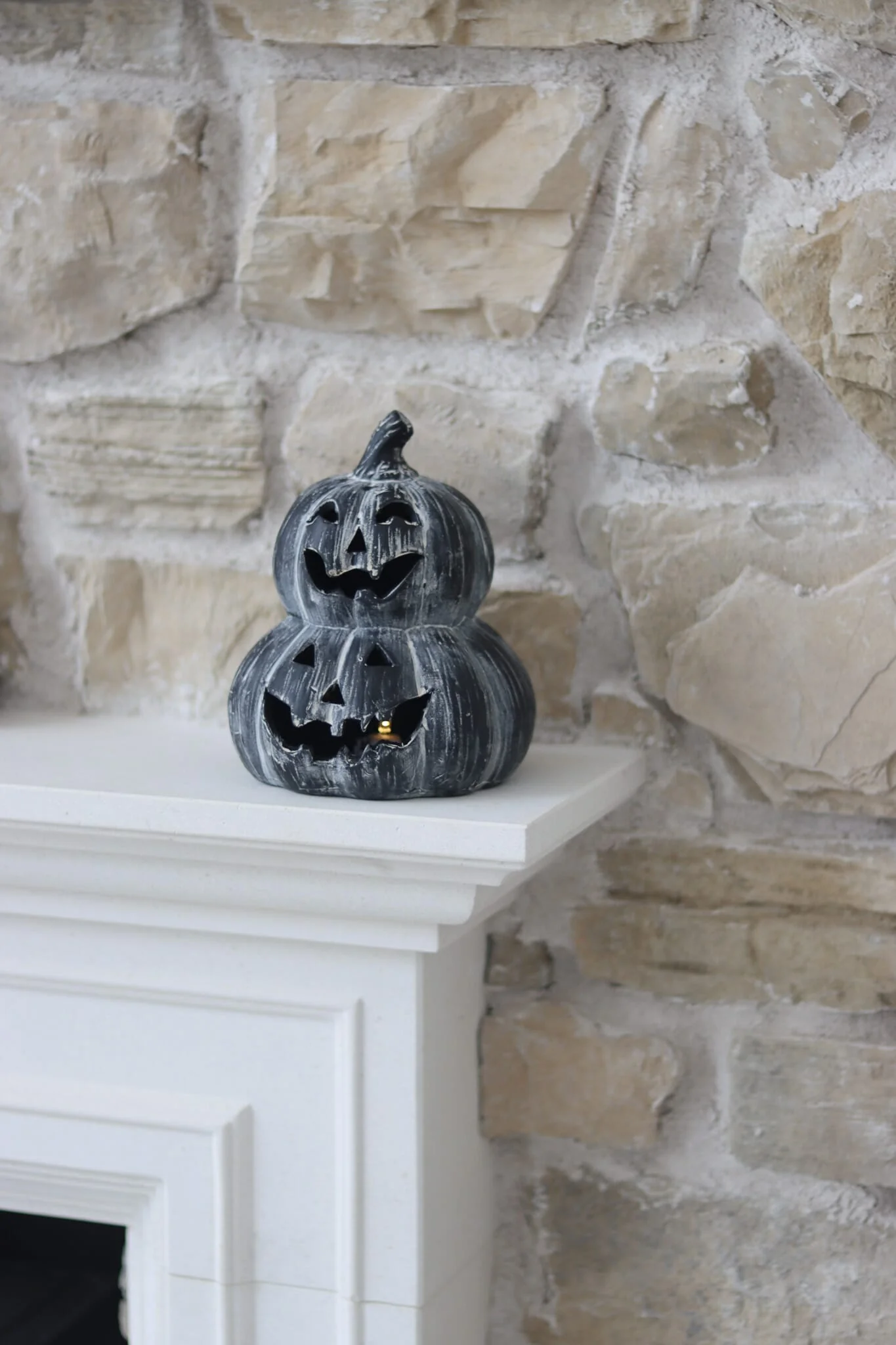Stacked Terracotta Jack O Lantern – Black - Image 5