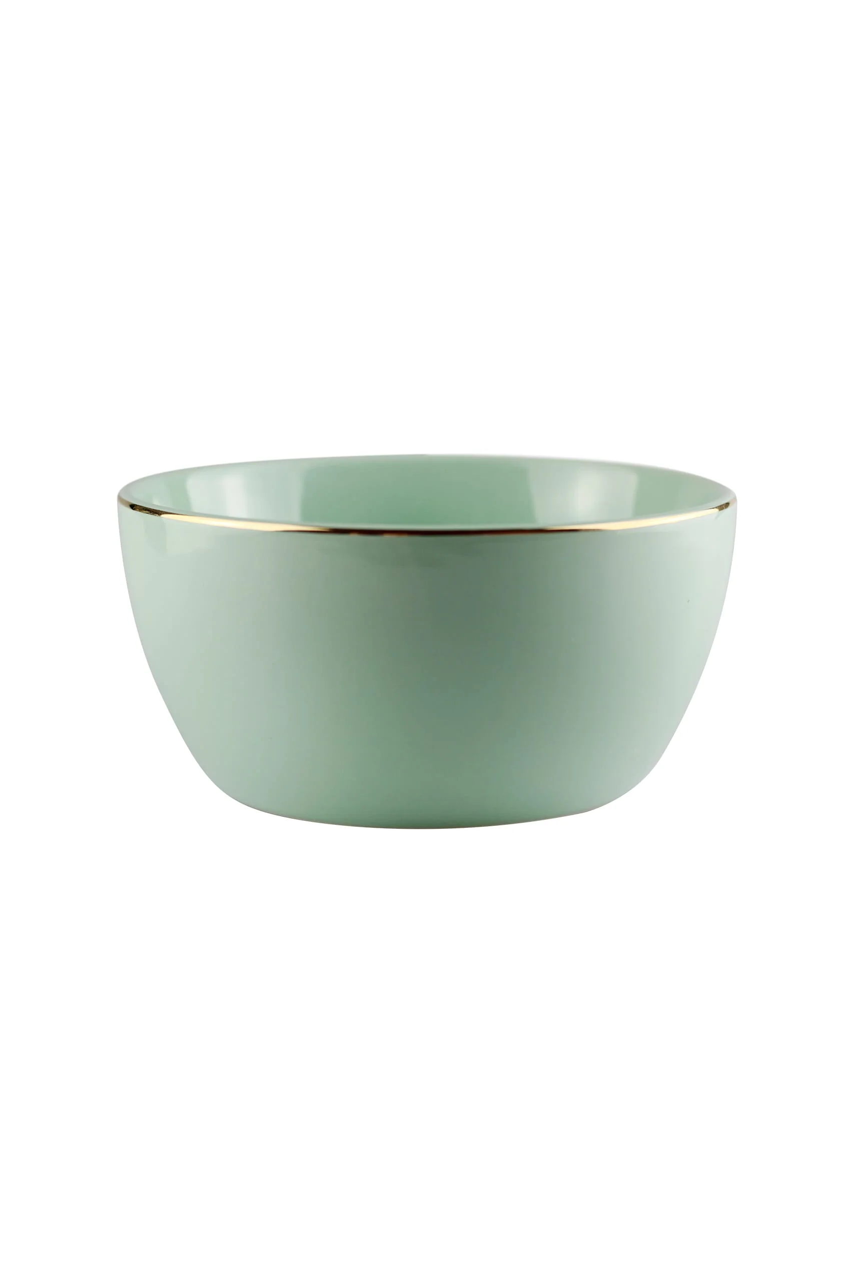 Ceramic Bowl - Green Gold Trim - Image 5