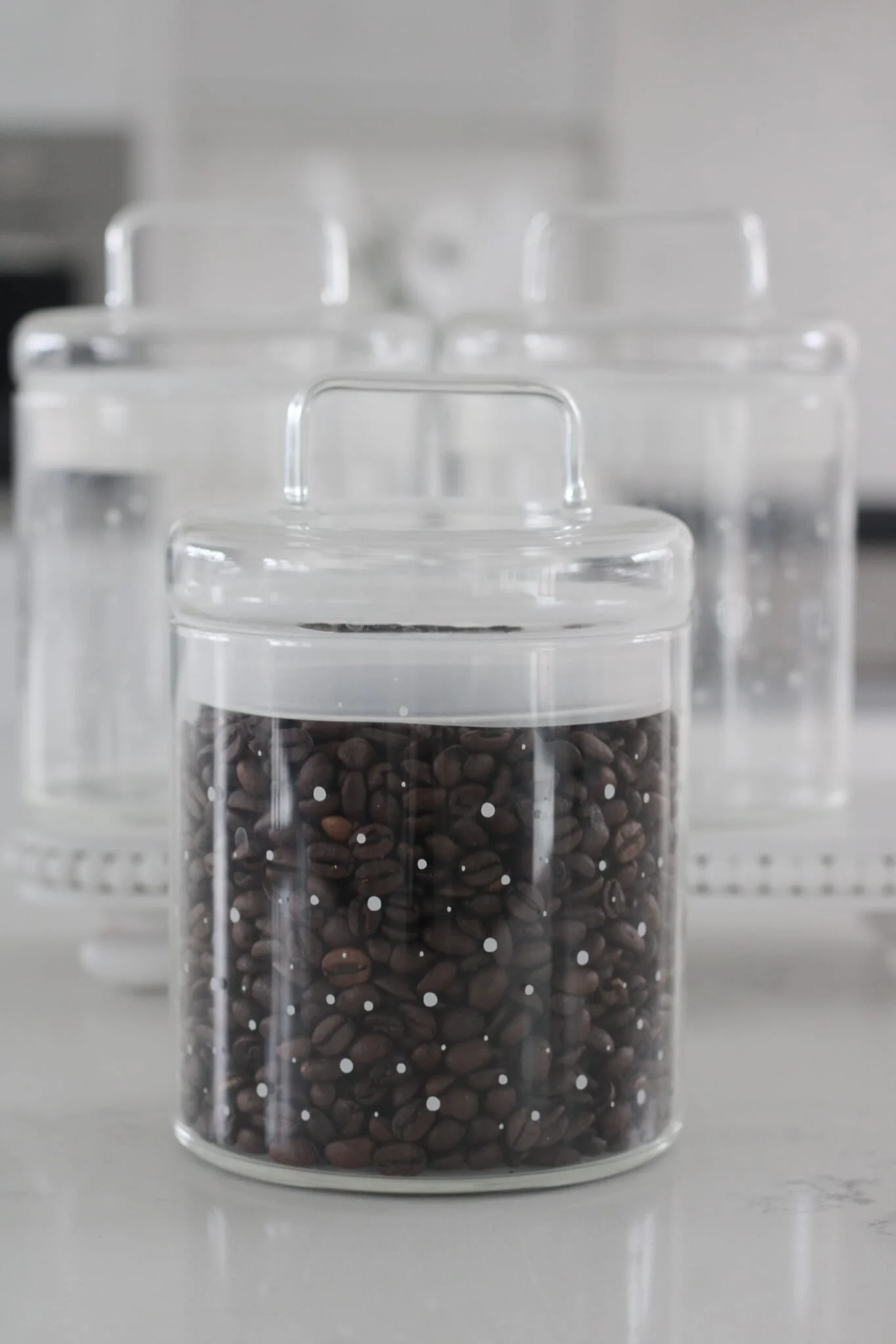 Tea Coffee Sugar Canisters - White Polka Dots - Image 2