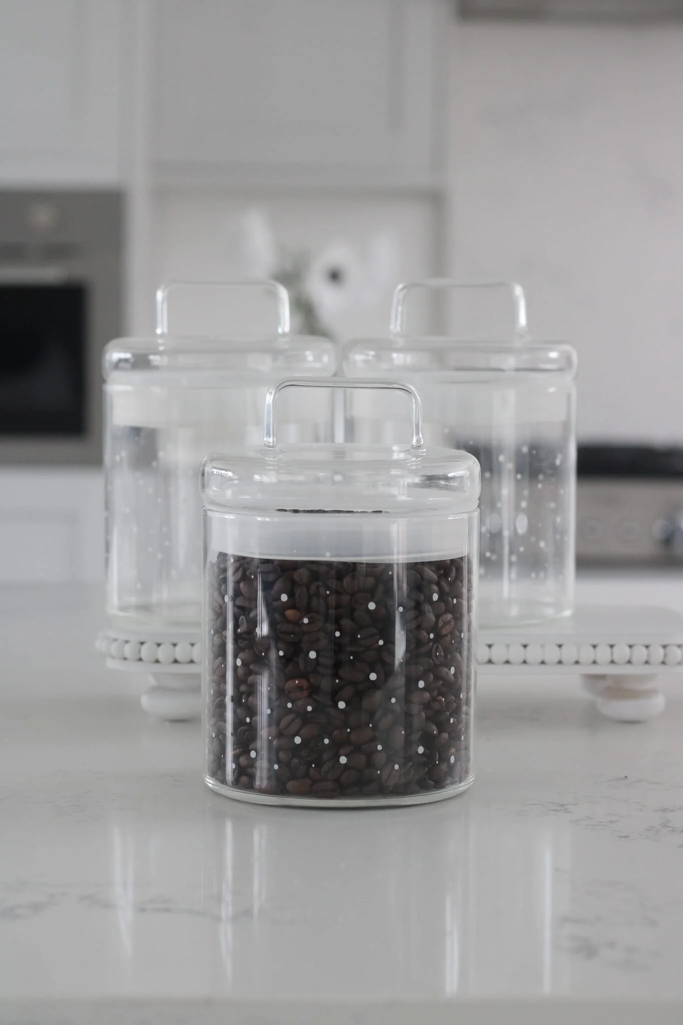 Tea Coffee Sugar Canisters - White Polka Dots - Image 3