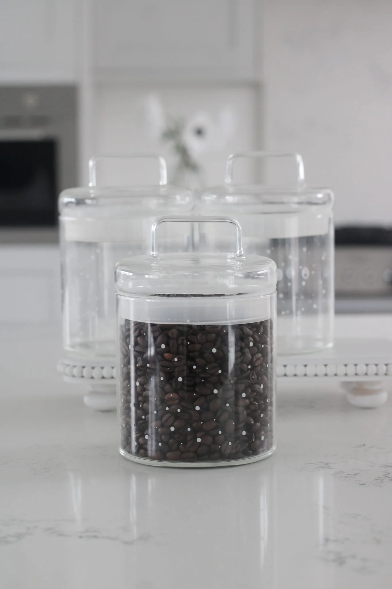 Tea Coffee Sugar Canisters - White Polka Dots - Image 4