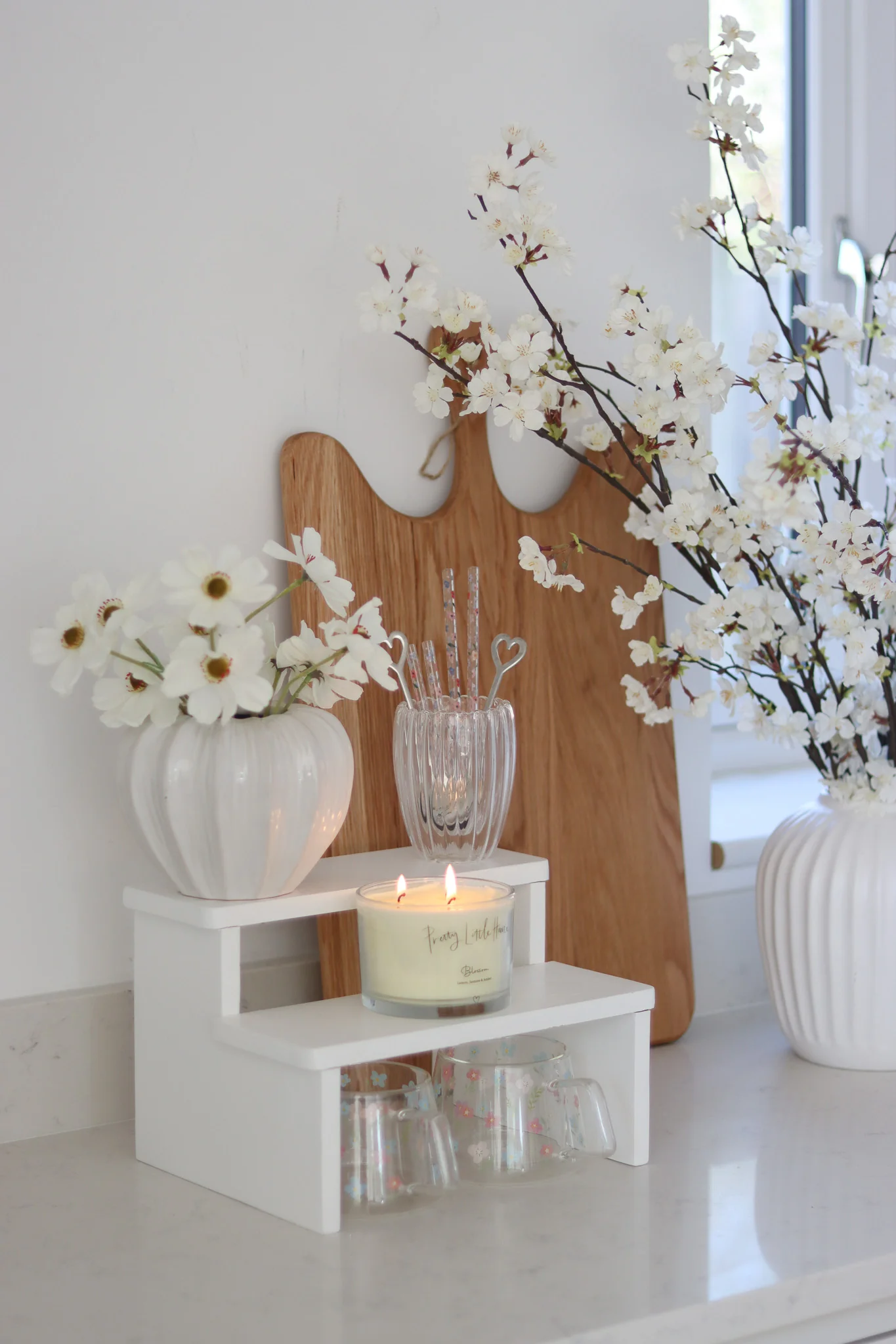 Two Tier Display Stand - White