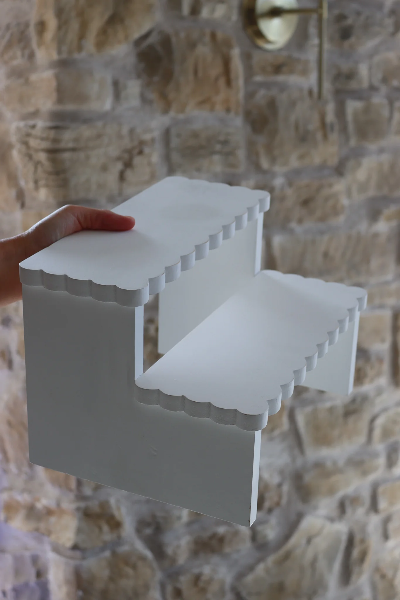 Two Tier Display Stand - Scalloped White - Image 3
