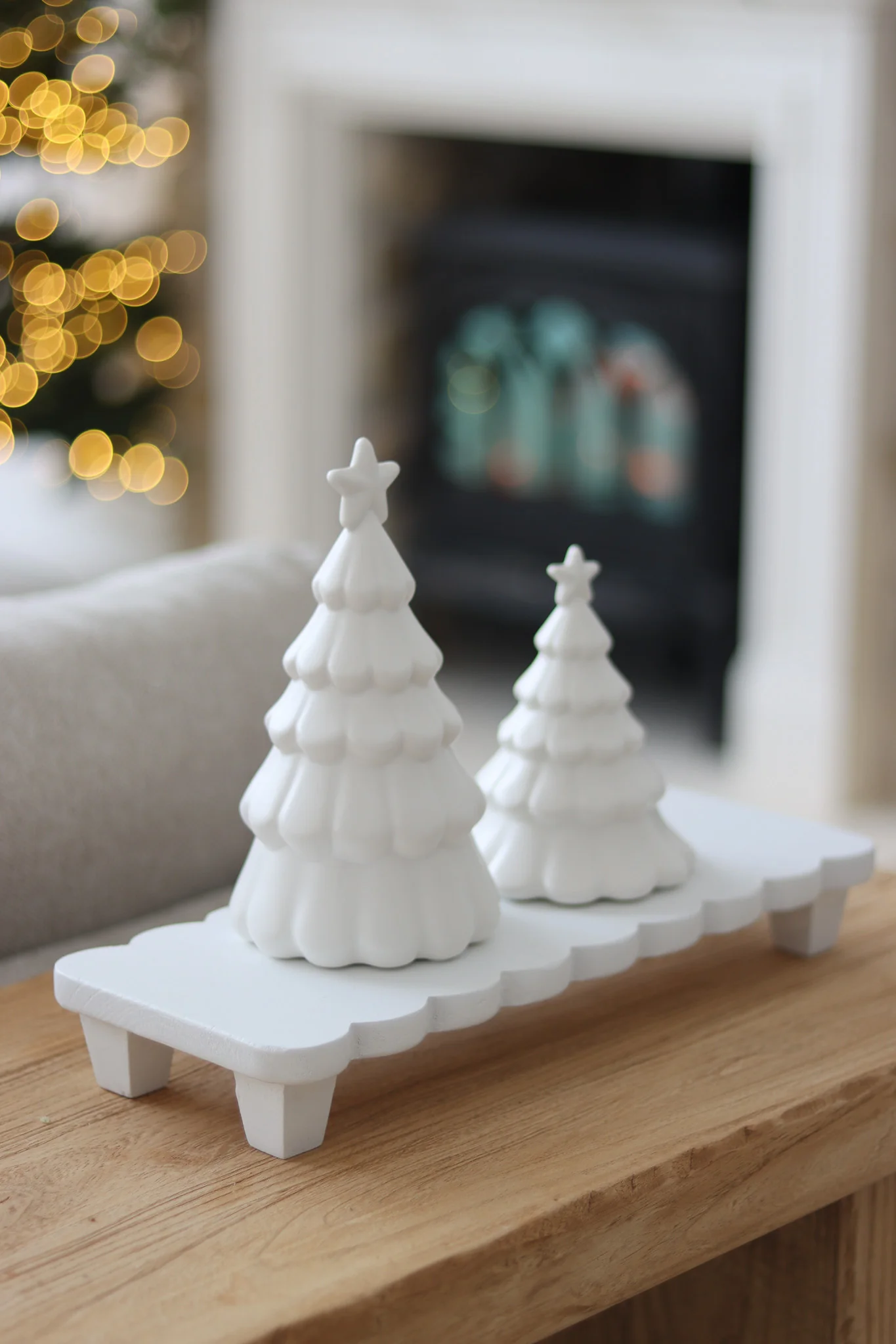 White Scalloped Tree Tray Bundle